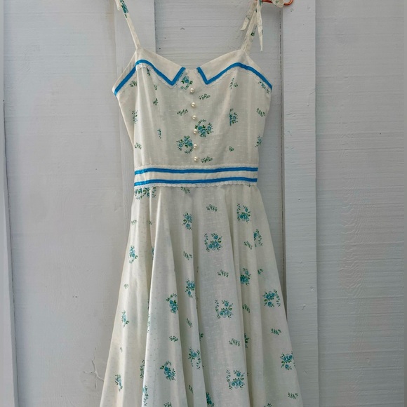 Authentic Vintage Blue Floral Maxi Dress